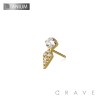 IMPLANT GRADE TITANIUM MULTI CZ DIAMOND KITE SHAPE DANGLE THREADLESS (PUSH IN) TOP PART ONLY